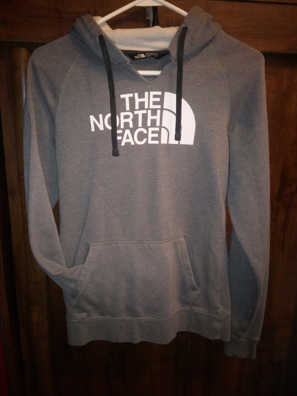 The North Face Heather Gray Pullover Hoodie with White Logo